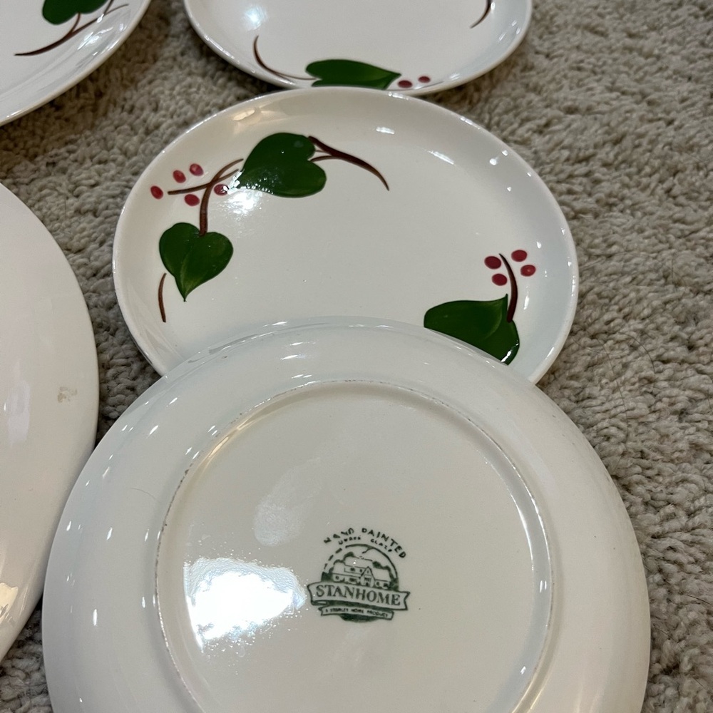 Hand-Painted White and Green Plates